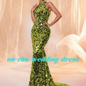 Customized high-neck sleeveless mermaid sexy and shiny luxury evening dresses dresses for special occasions Dresses gala