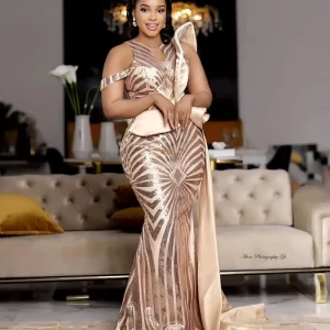 Arabic Aso Ebi Champagne Mermaid Prom Dress Sequins Evening Formal Party Second Reception Engagement Bridesmaid Gowns customized