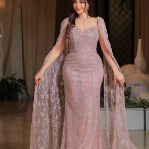 Customized Sweet collar sleeveless shawl Mermaid Bead luxury evening dresses dresses for special occasions Dresses gala