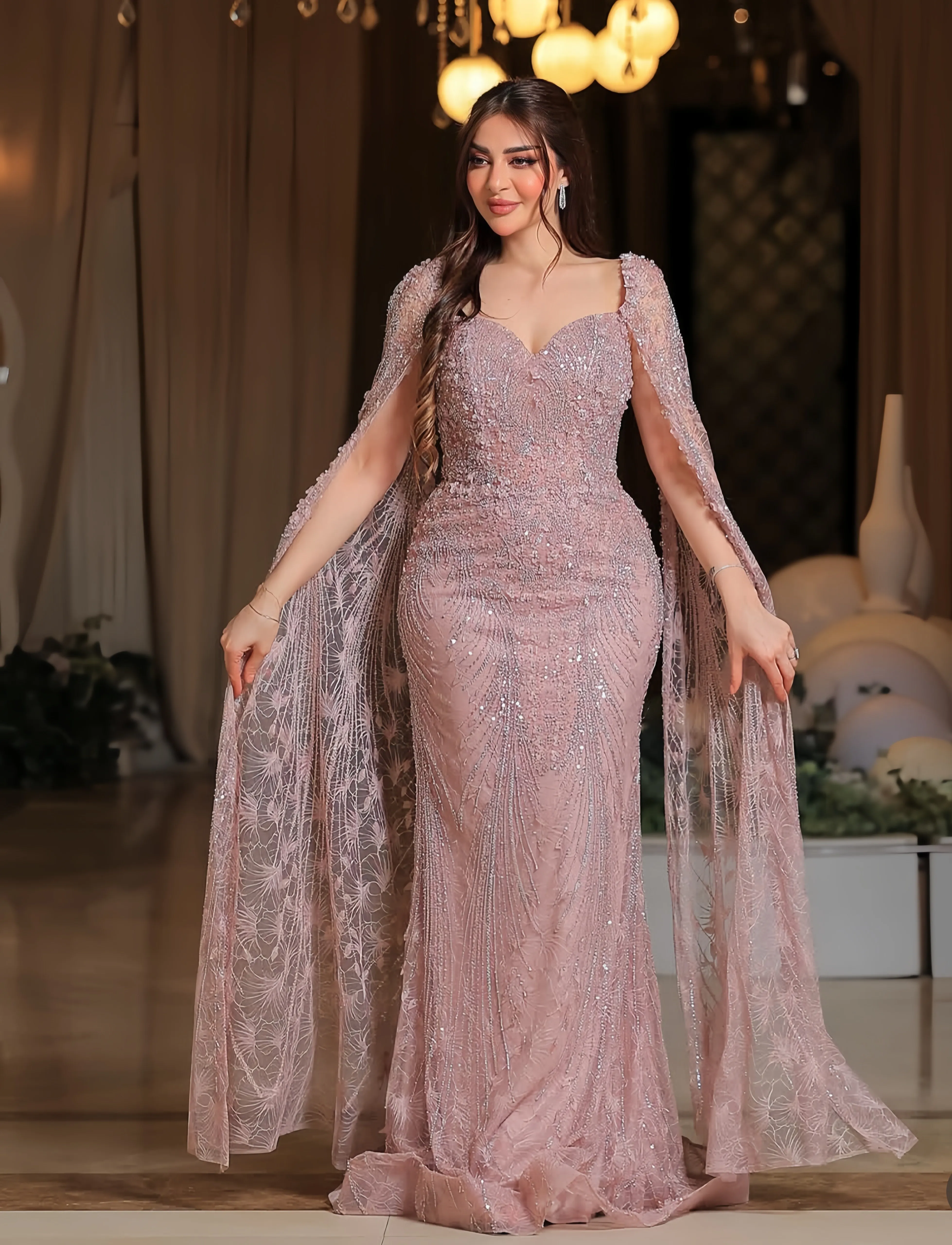 Customized Sweet collar sleeveless shawl Mermaid Bead luxury evening dresses dresses for special occasions Dresses gala