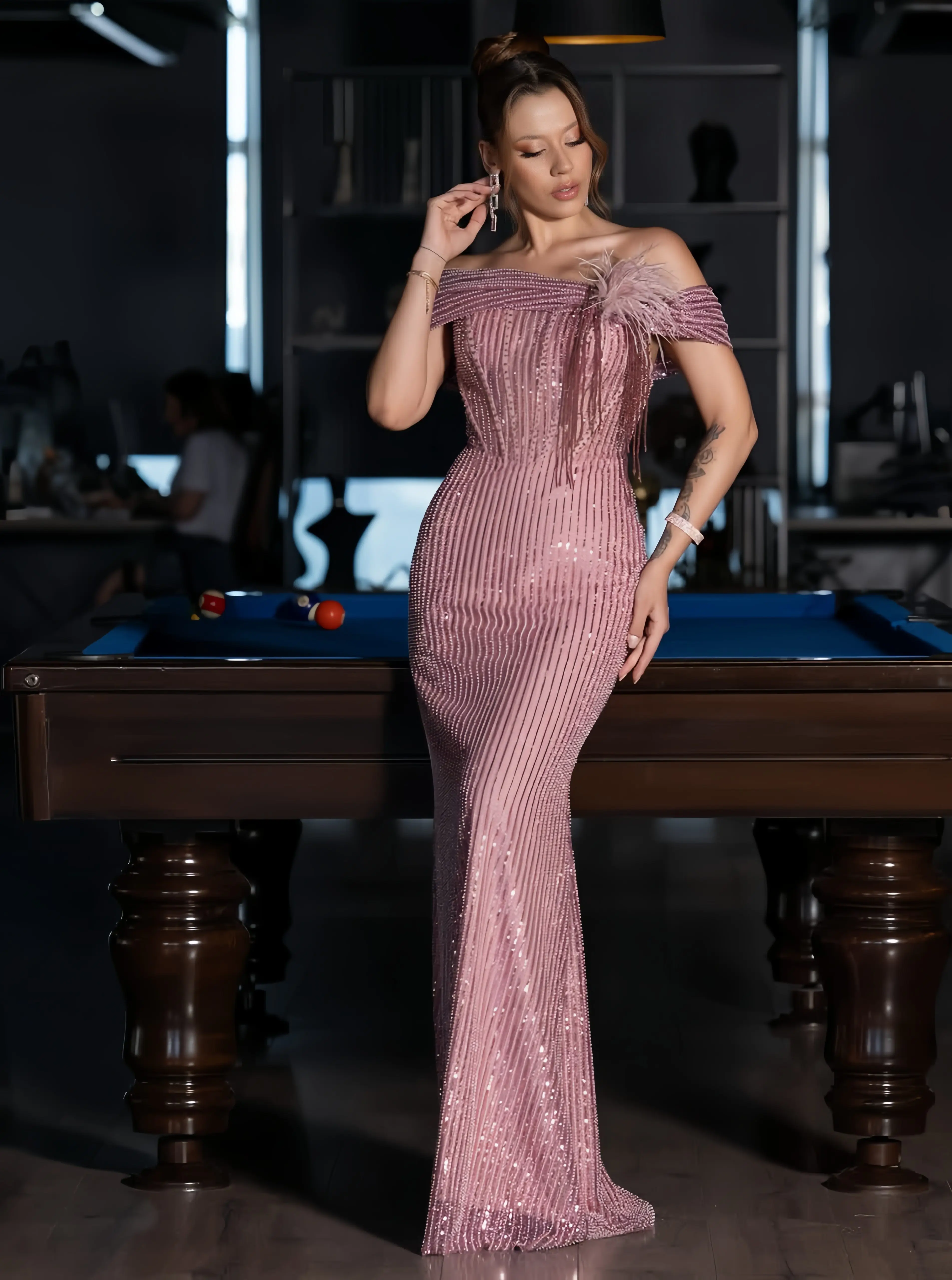 Customized strapless sleeveless mermaid bead sexy luxury evening dresses dresses for special occasions Dresses gala